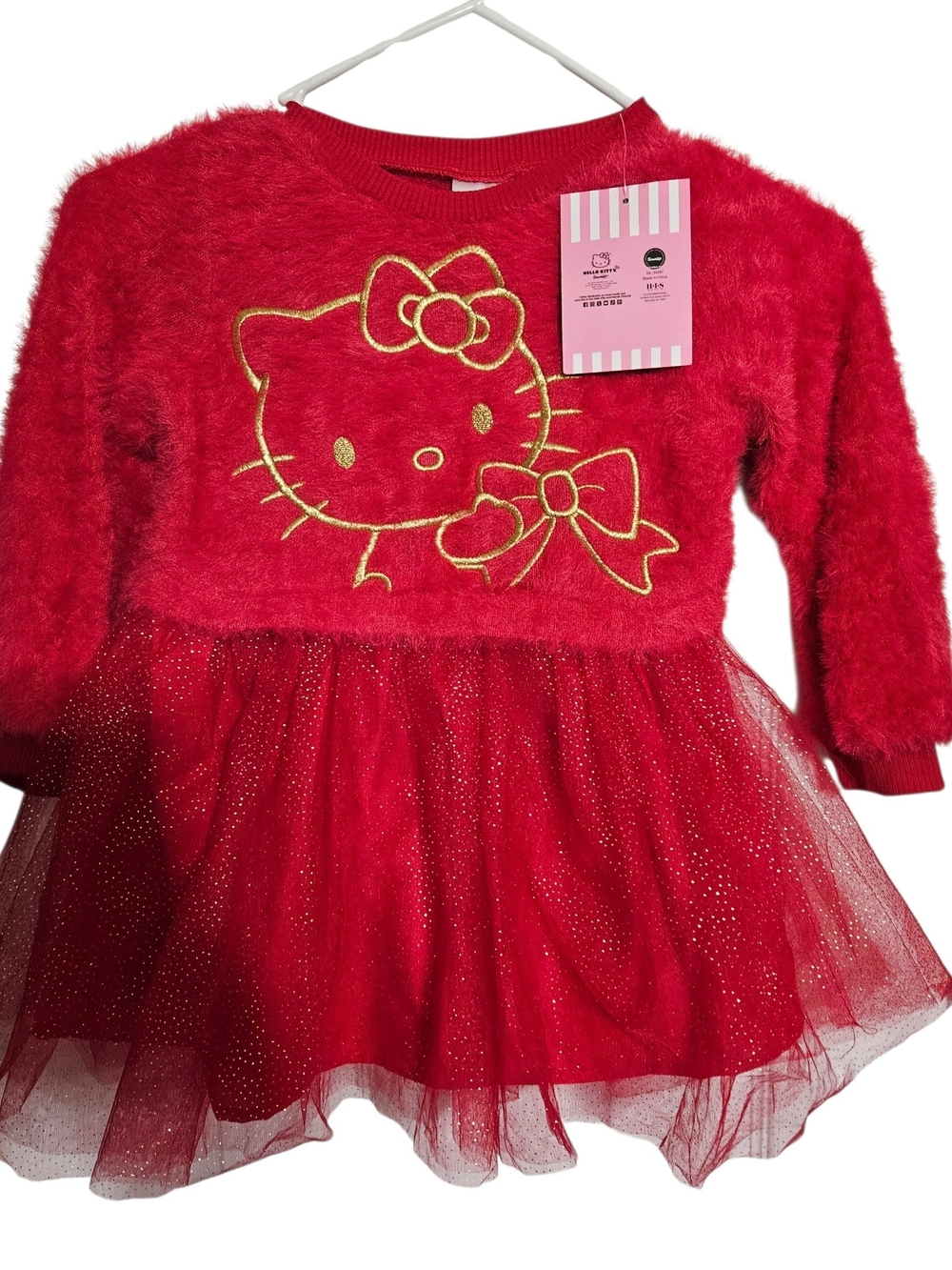 Hello Kitty Red Fuzzy Tulle Glitter Dress